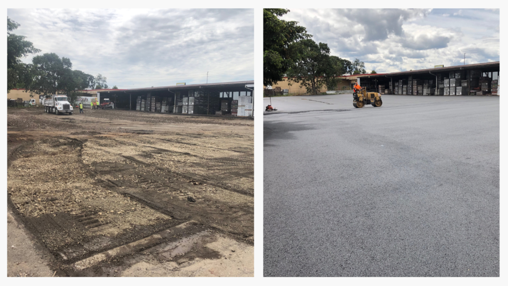 asphalt parking lot before and after